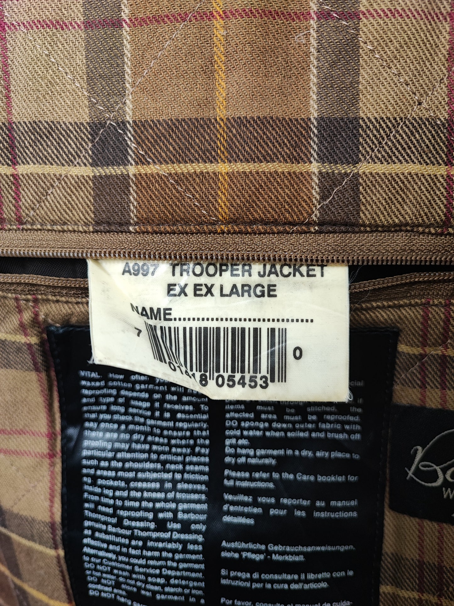 Giacca Barbour  Beige Uomo Trooper cerata XXLarge Man Beige Waxed jacket size XXL