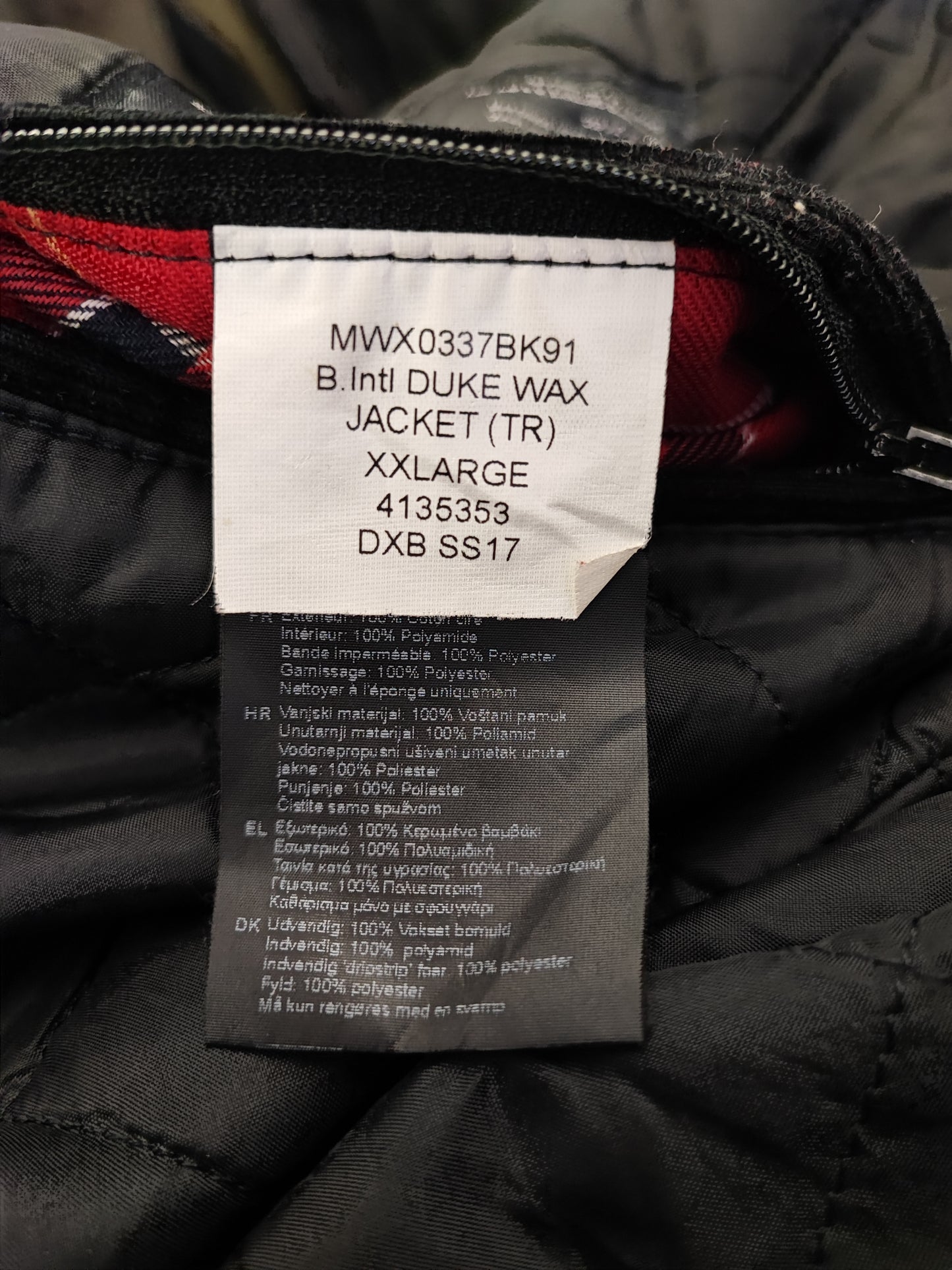Giacca Barbour International Duke nero XXL - Man black Duke wax Jacket Size XXL