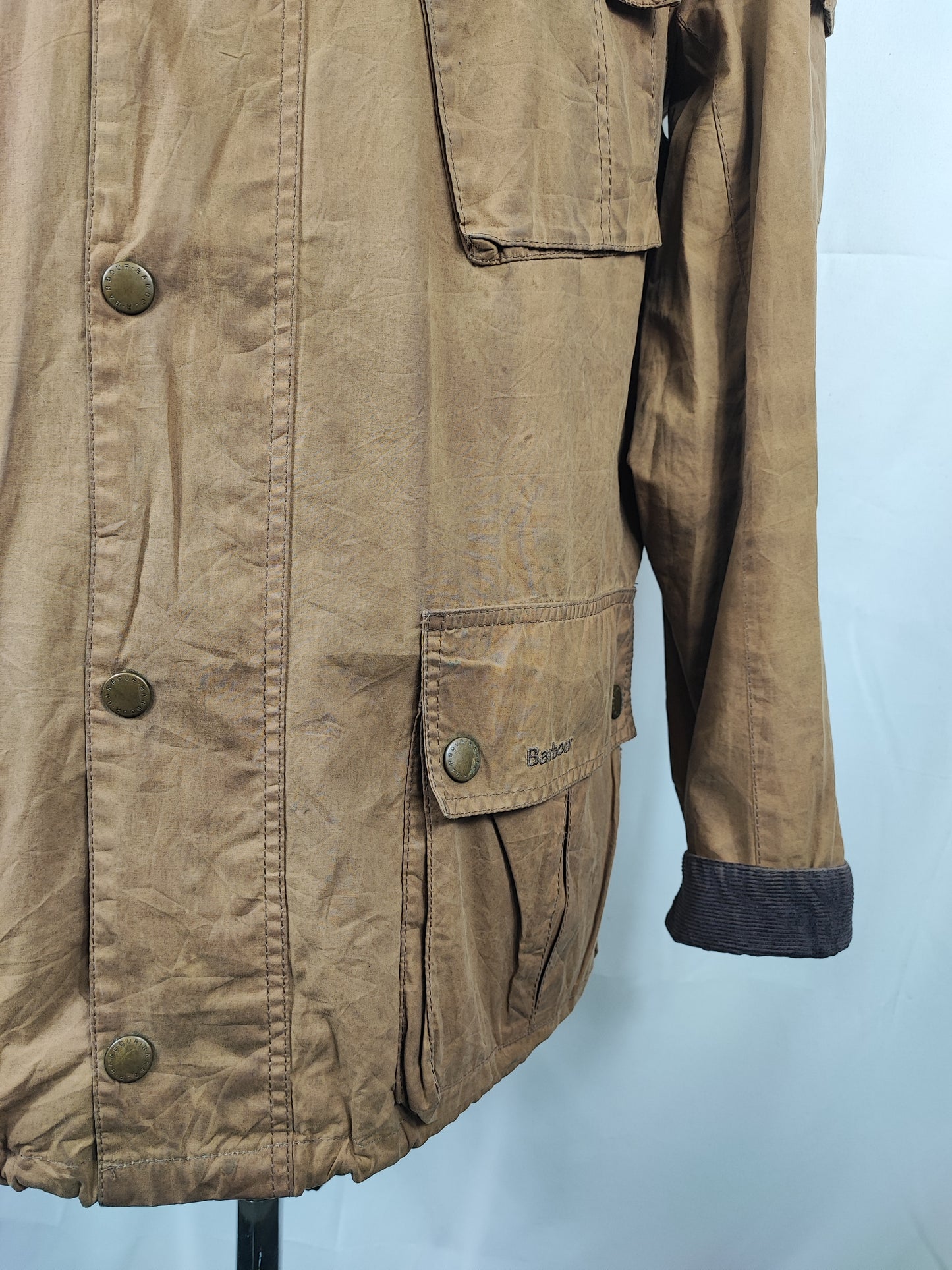 Barbour Giacca Uomo Beige Lowland Large Man Lowland Wax Beige Jacket Size Large