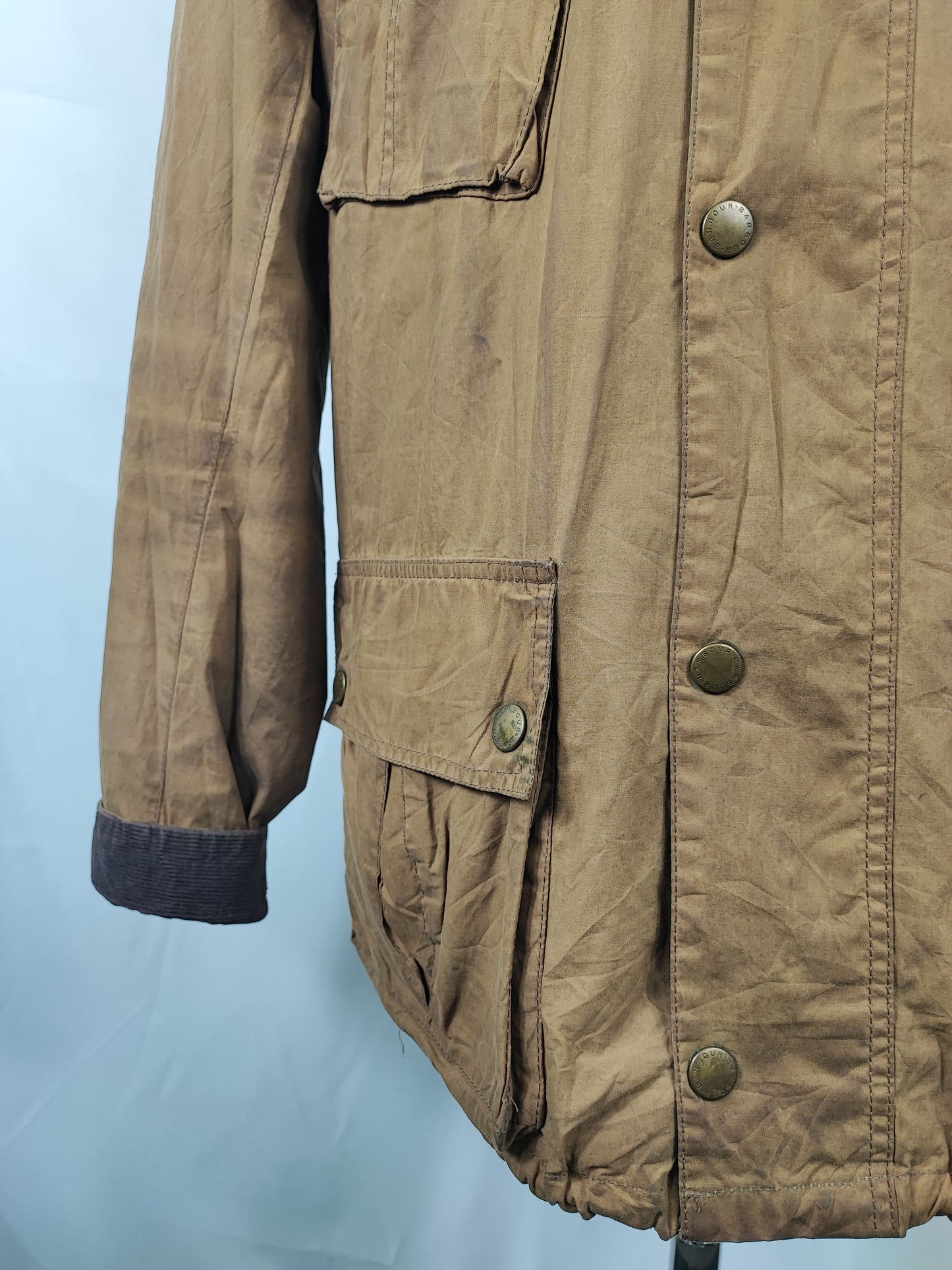 Barbour Giacca Uomo Beige Lowland Large Man Lowland Wax Beige Jacket Size Large