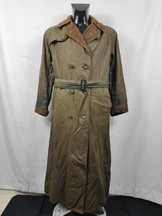 RARO Barbour Vintage Trench Coat verde cerato C38/97 cm Waxed Green Trench Coat Medium