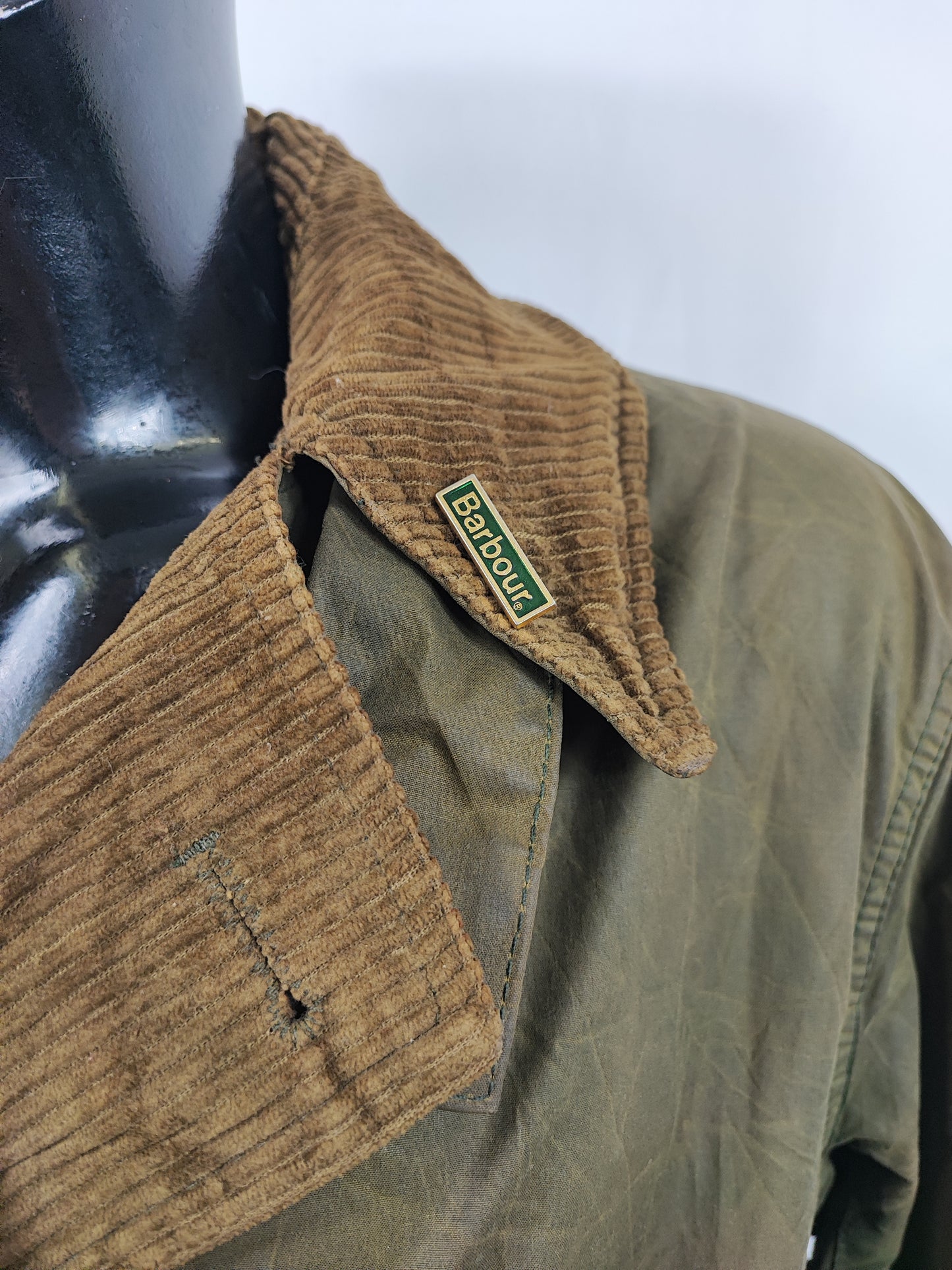 RARO Barbour Vintage Trench Coat verde cerato C38/97 cm Waxed Green Trench Coat Medium