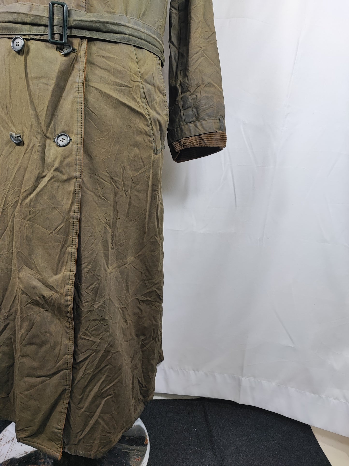 RARO Barbour Vintage Trench Coat verde cerato C38/97 cm Waxed Green Trench Coat Medium