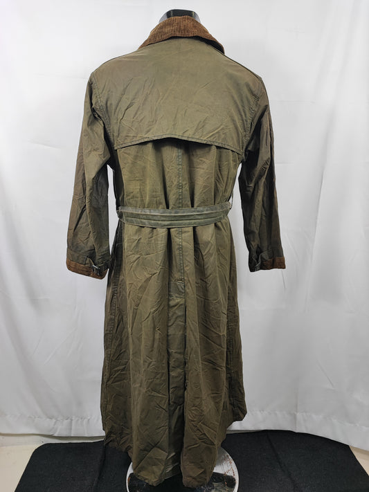 RARO Barbour Vintage Trench Coat verde cerato C38/97 cm Waxed Green Trench Coat Medium