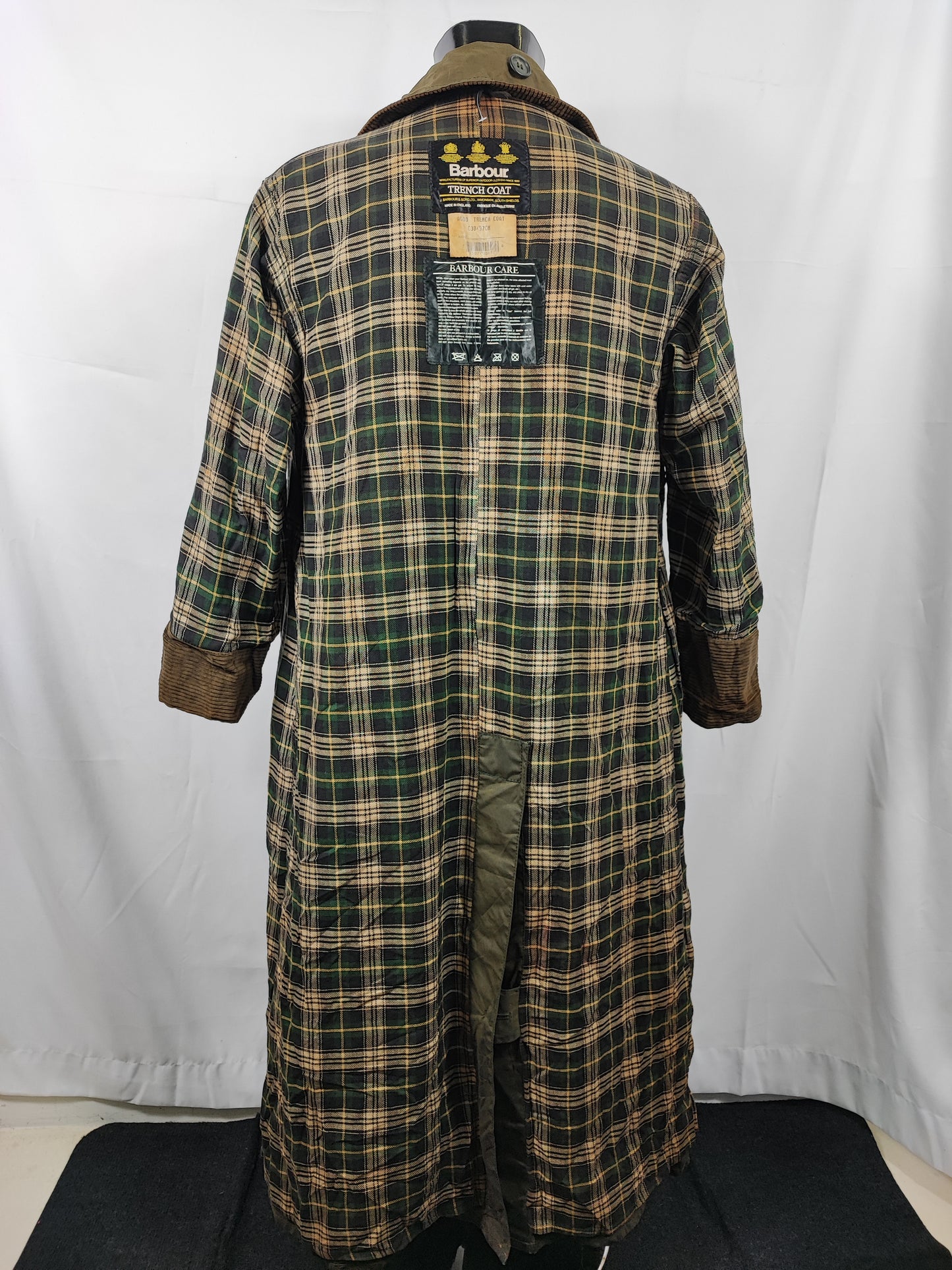 RARO Barbour Vintage Trench Coat verde cerato C38/97 cm Waxed Green Trench Coat Medium