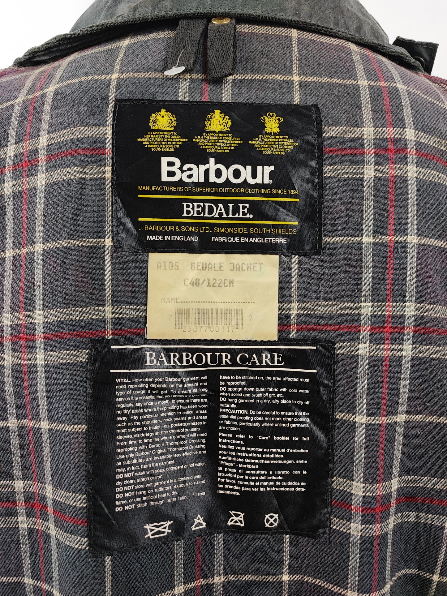 Barbour Bedale Uomo Vintage Blu C48/122cm Man Bedale waxed Navy jacket Size XL