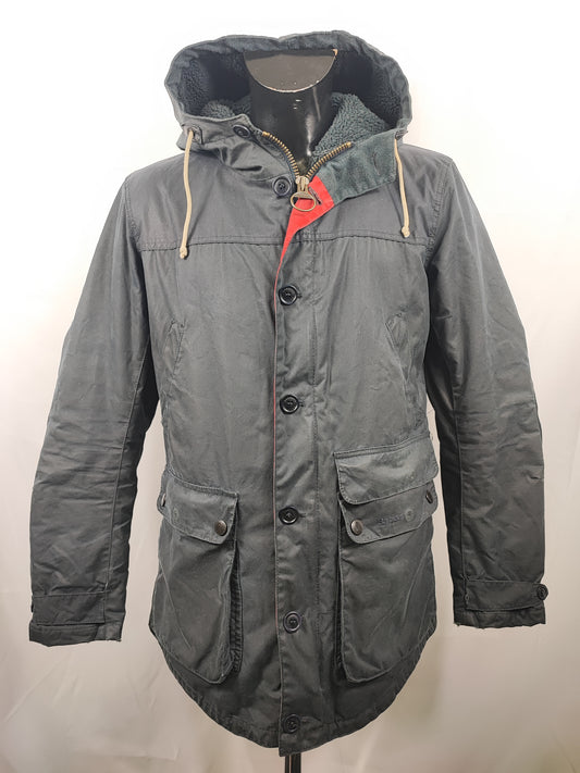 Game Parka Barbour blu con cappuccio Medium- Man Wax Navy Game Parka Size Medium