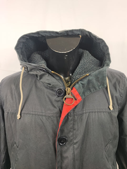 Game Parka Barbour blu con cappuccio Medium- Man Wax Navy Game Parka Size Medium