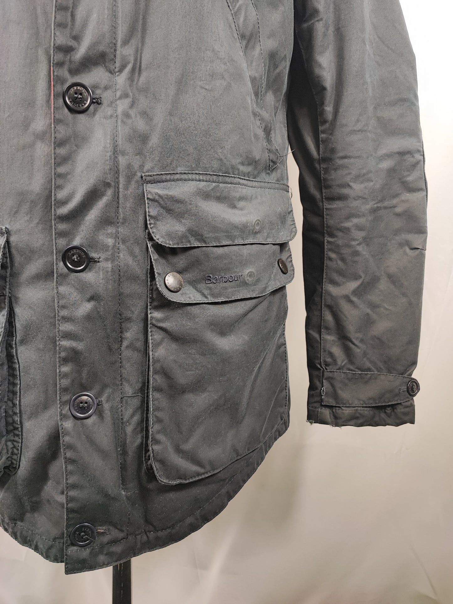 Game Parka Barbour blu con cappuccio Medium- Man Wax Navy Game Parka Size Medium