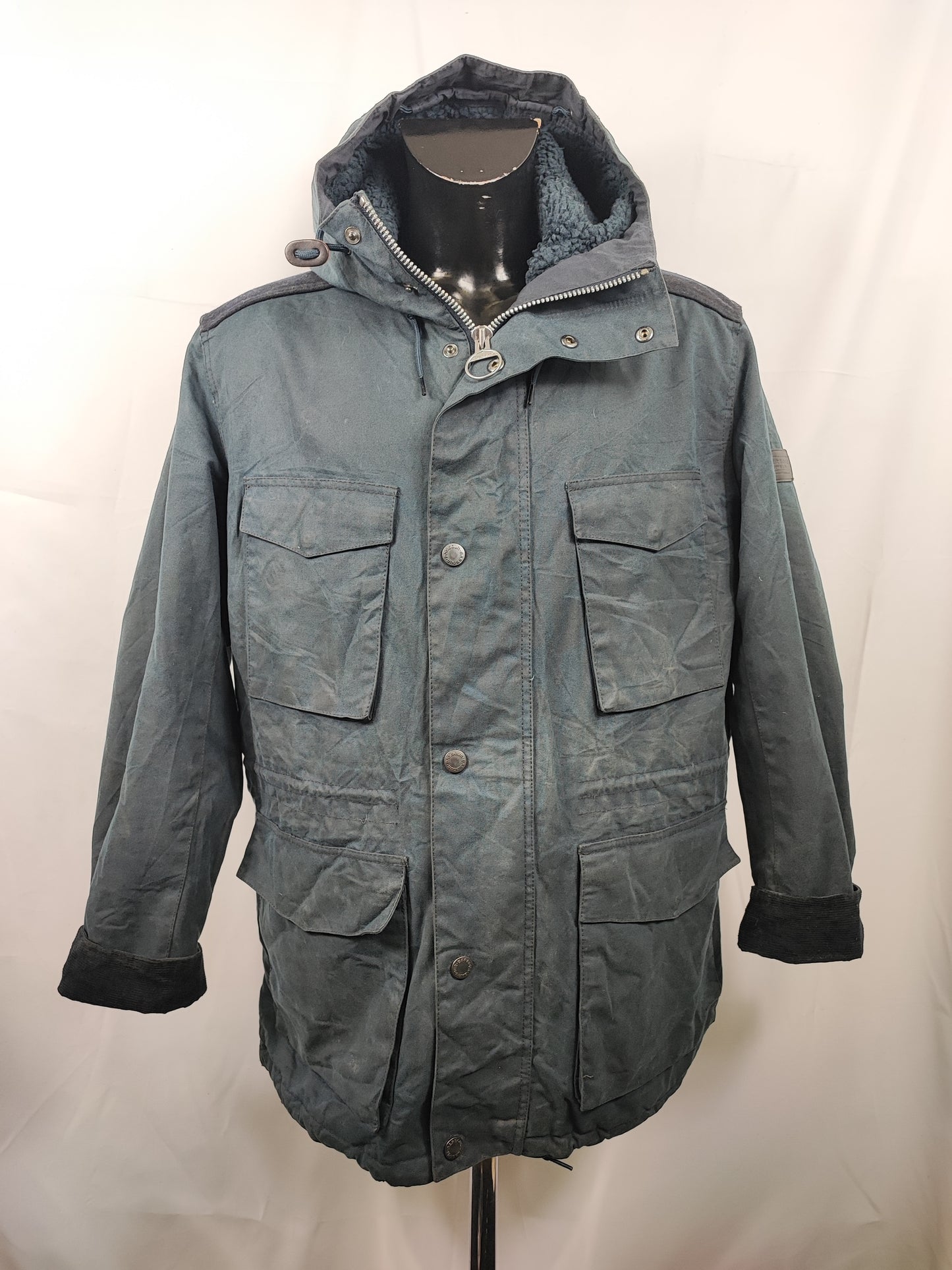 Parka Barbour blu da uomo Nautic cerato Large - Man wax navy parka size Large