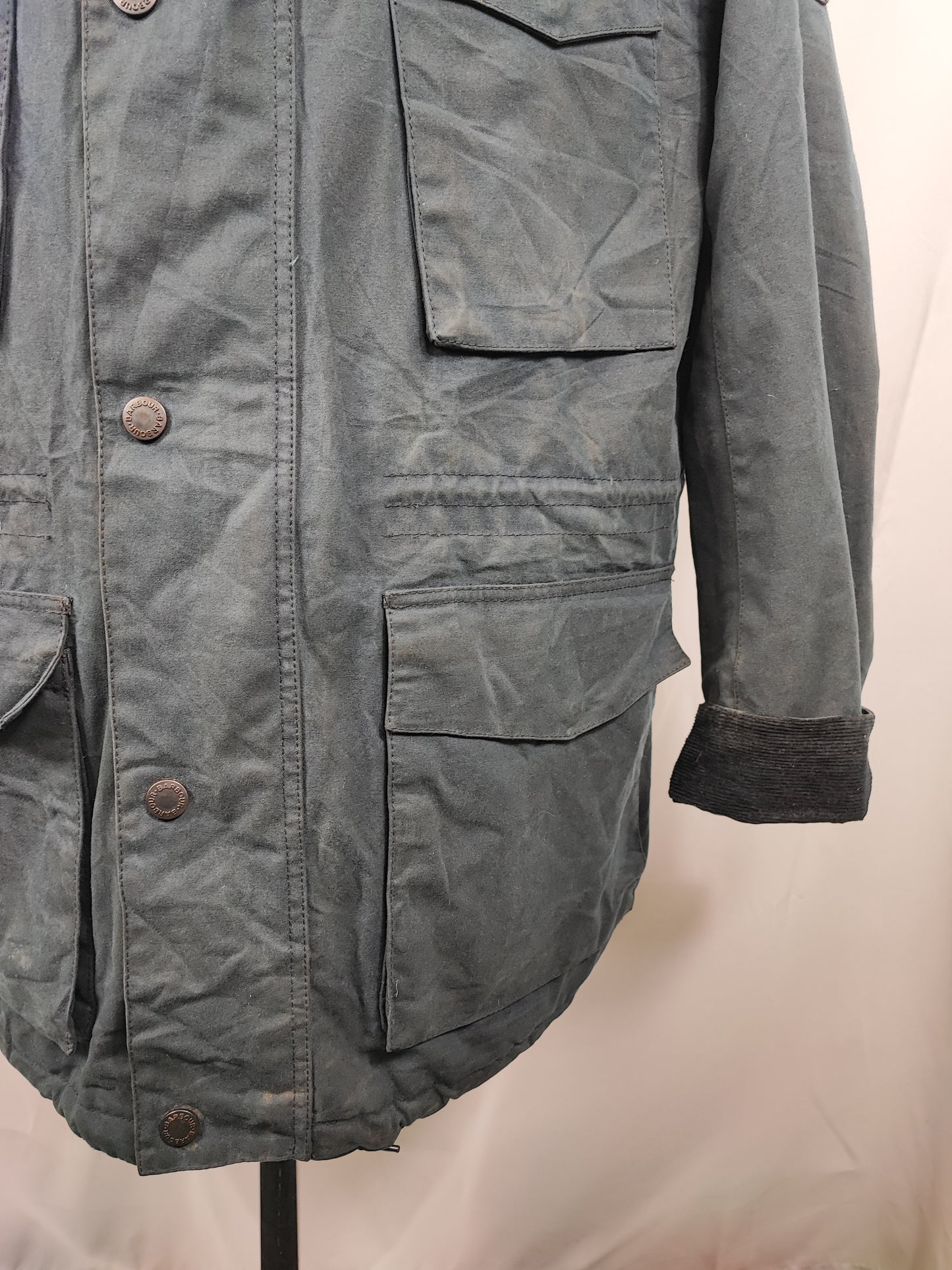 Parka Barbour blu da uomo Nautic cerato Large - Man wax navy parka size Large