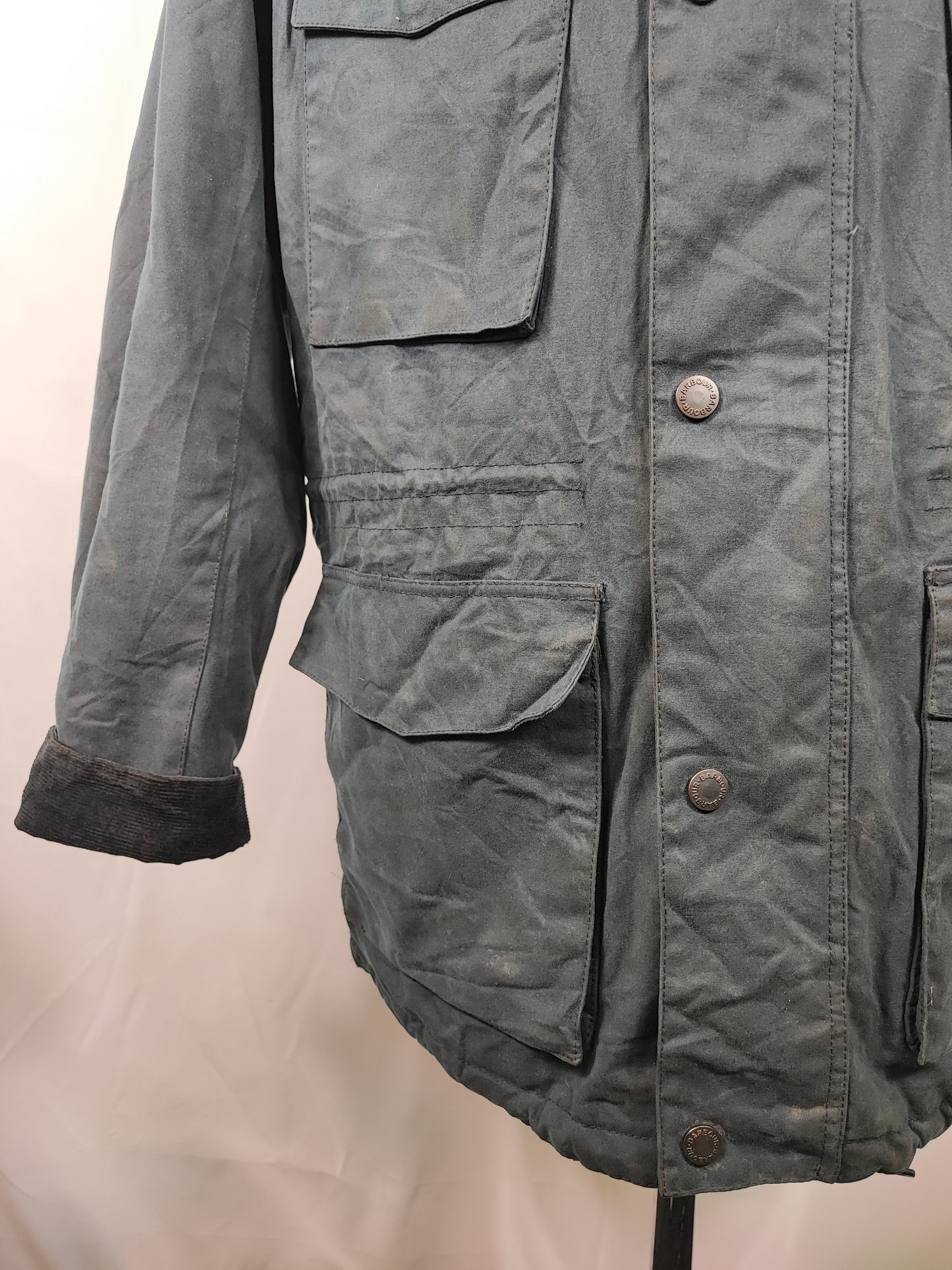 Parka Barbour blu da uomo Nautic cerato Large - Man wax navy parka size Large