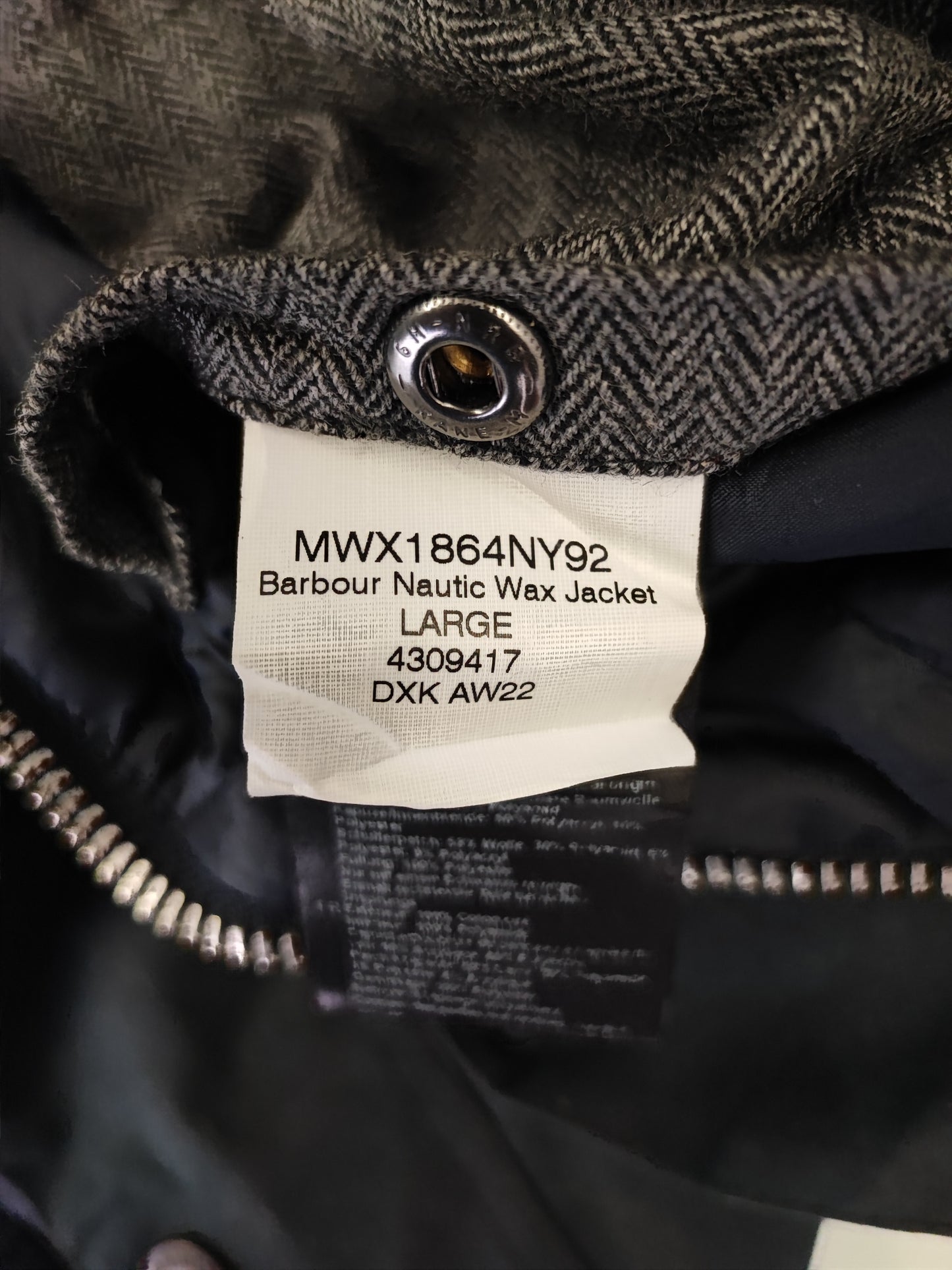 Parka Barbour blu da uomo Nautic cerato Large - Man wax navy parka size Large