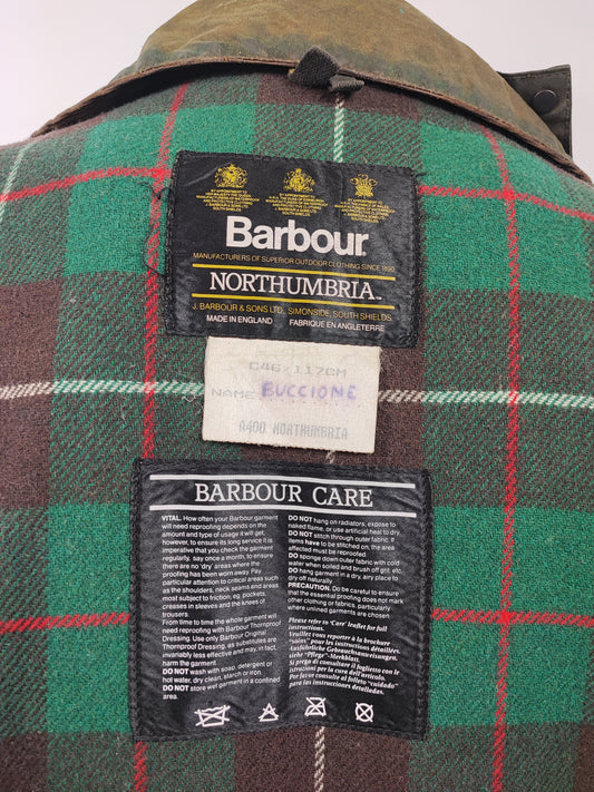 RARA Giacca Barbour Vintage Northumbria C46/117 cm-Green Vintage Waxed Northumbria Jacket Size Xlarge