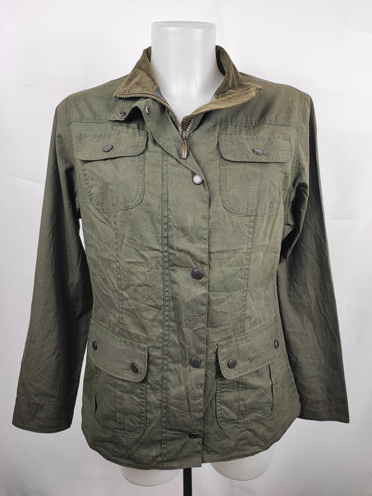 Giacca Barbour corta verde oliva Flyweight Wax jacket UK 12 - Green Wax Utility Jacket Size M