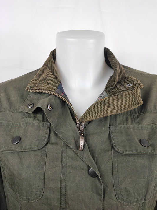 Giacca Barbour corta verde oliva Flyweight Wax jacket UK 12 - Green Wax Utility Jacket Size M