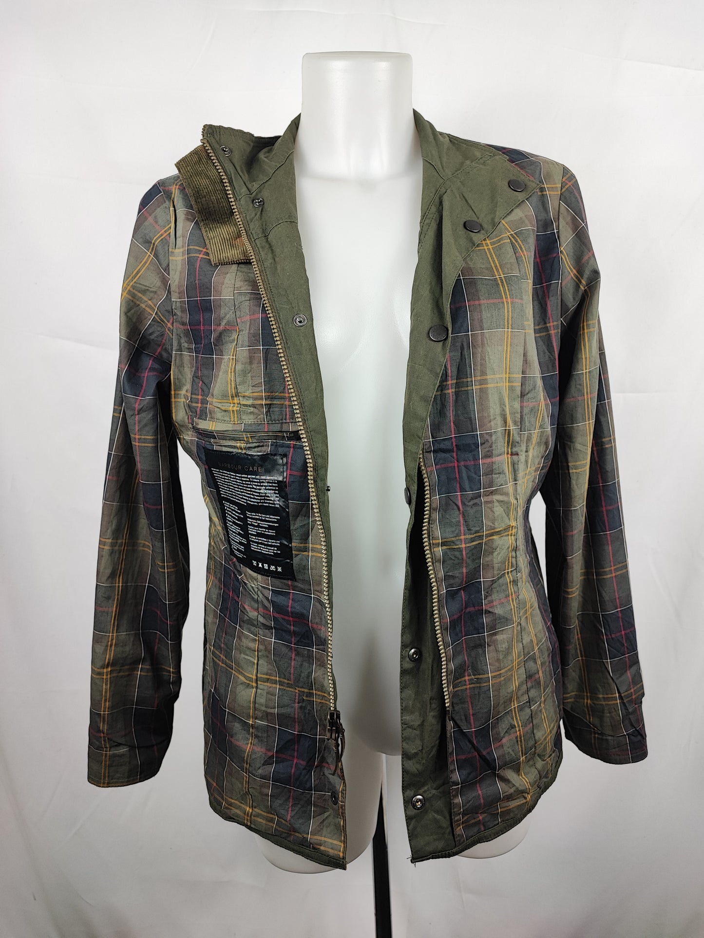 Giacca Barbour corta verde oliva Flyweight Wax jacket UK 12 - Green Wax Utility Jacket Size M
