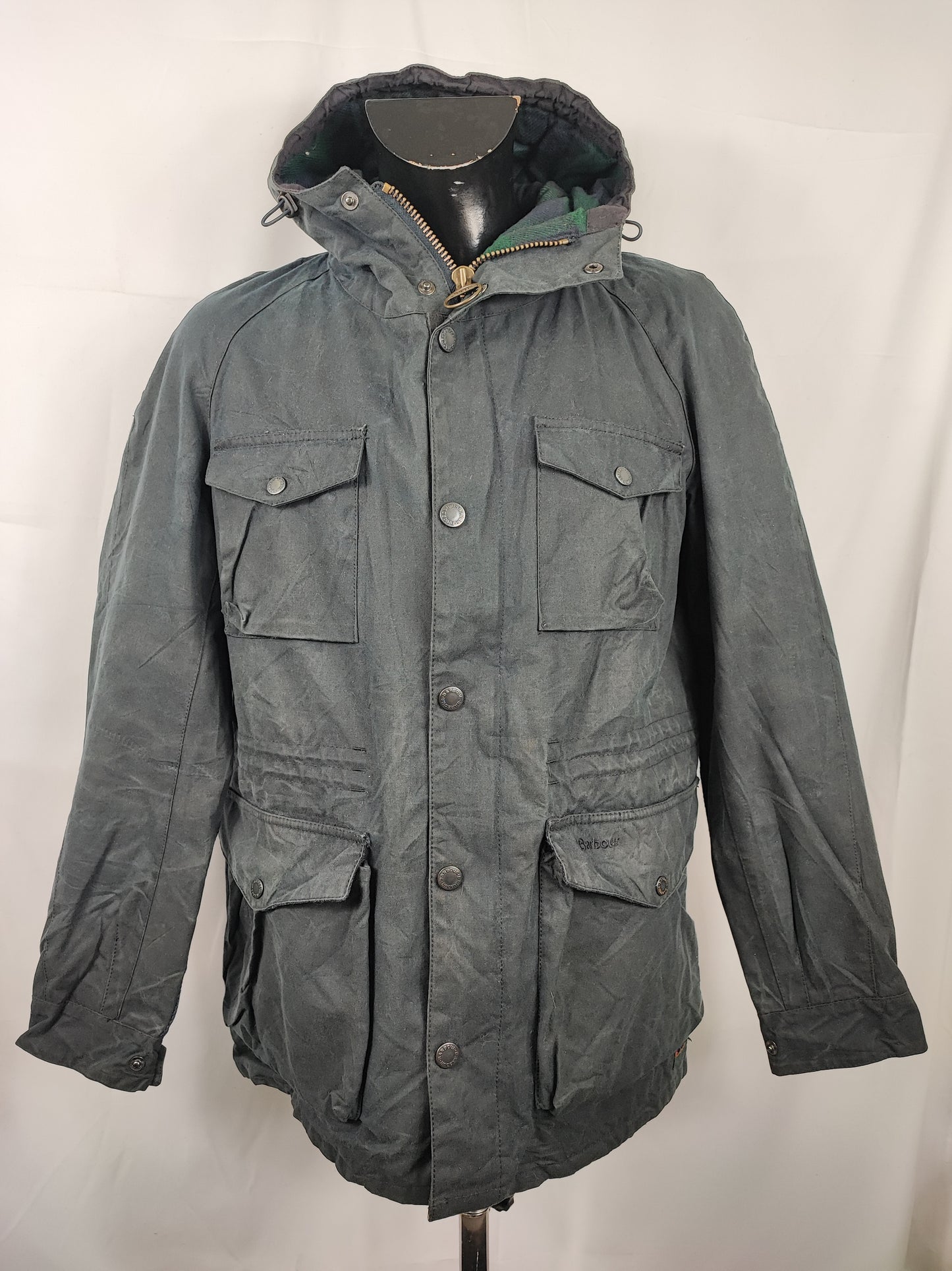 Parka Barbour Nautical blu uomo con cappuccio Medium - Man Navy Coll Wax Jacket size Medium