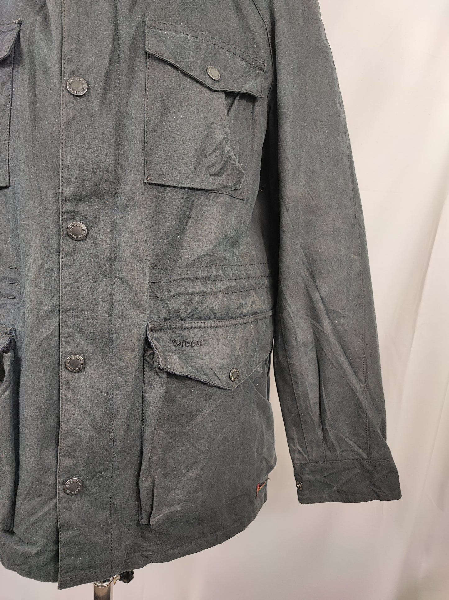 Parka Barbour Nautical blu uomo con cappuccio Medium - Man Navy Coll Wax Jacket size Medium