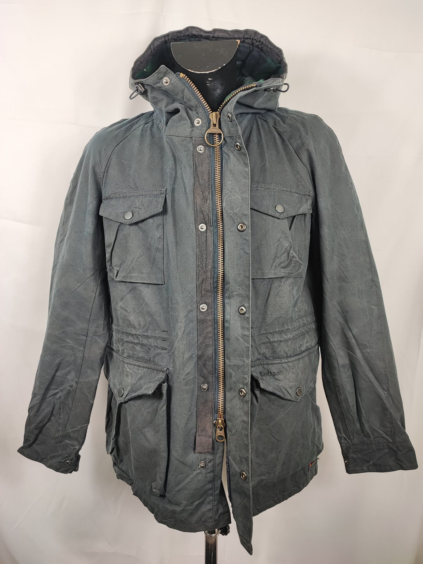 Parka Barbour Nautical blu uomo con cappuccio Medium - Man Navy Coll Wax Jacket size Medium
