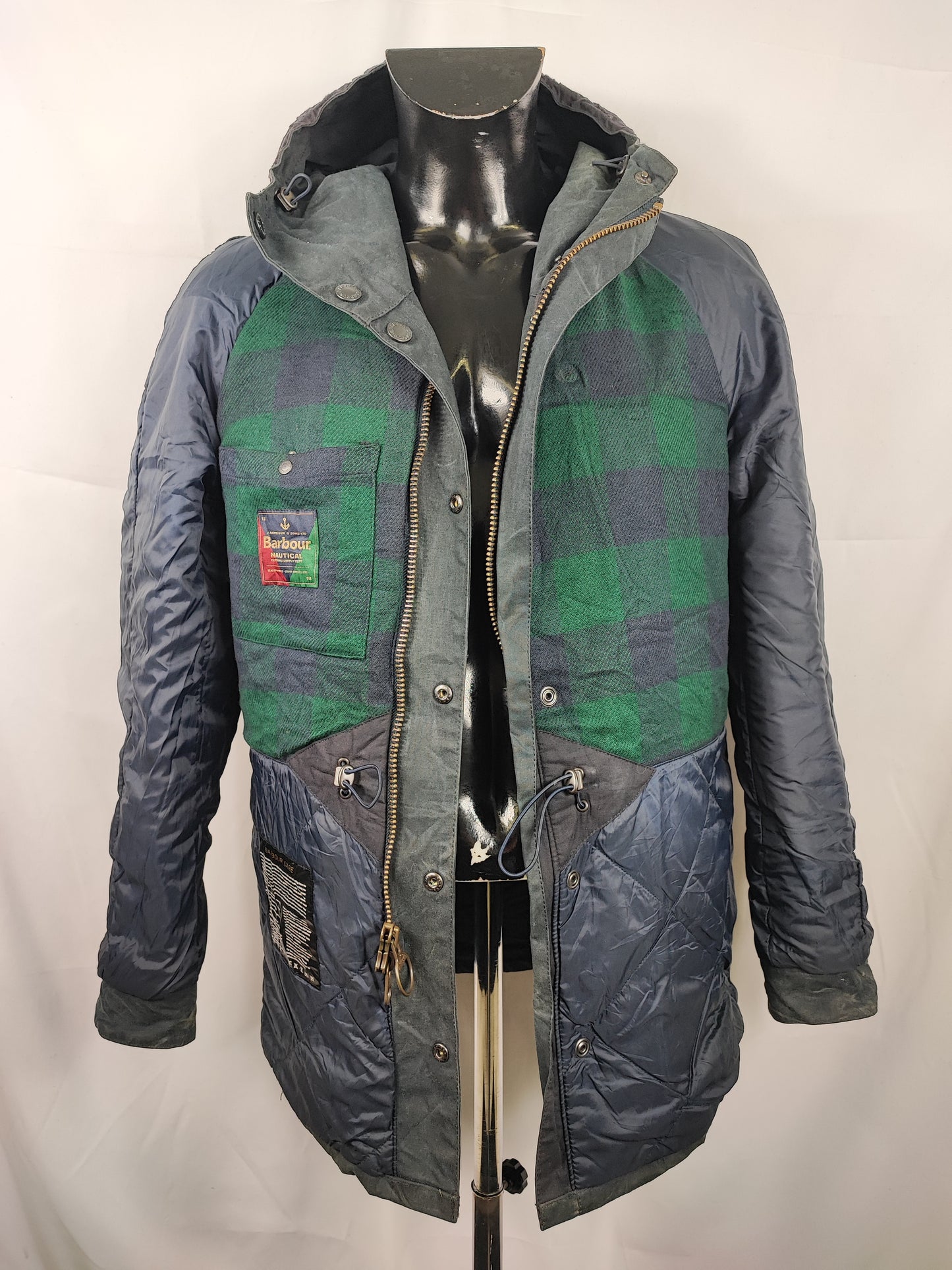 Parka Barbour Nautical blu uomo con cappuccio Medium - Man Navy Coll Wax Jacket size Medium