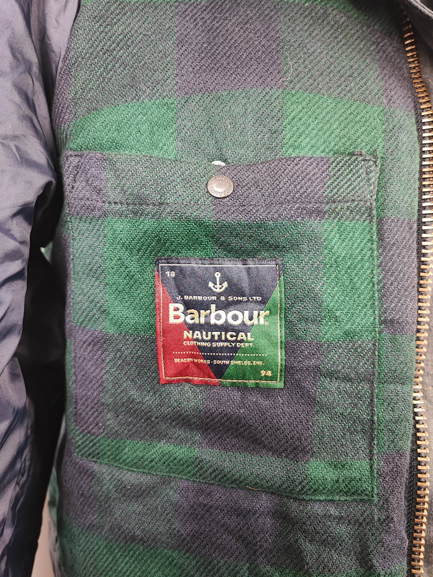 Parka Barbour Nautical blu uomo con cappuccio Medium - Man Navy Coll Wax Jacket size Medium