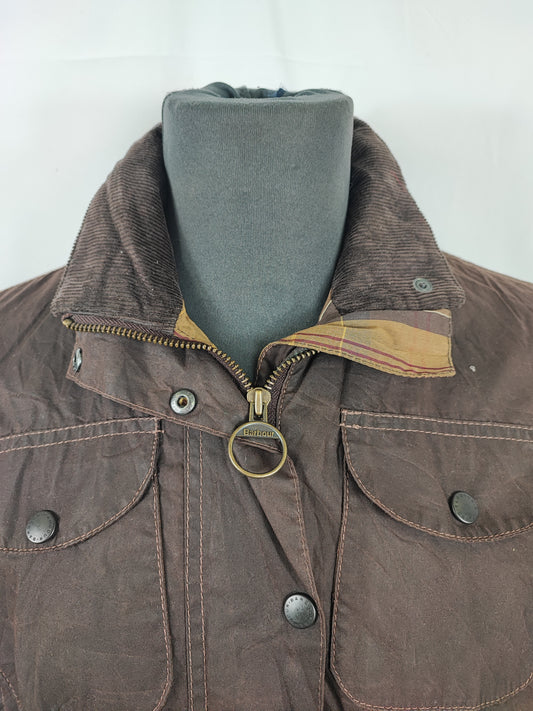 Giacca Barbour marrone cerata da donna Small Uk10 Lady brown Lighweight Sapper Jacket 10