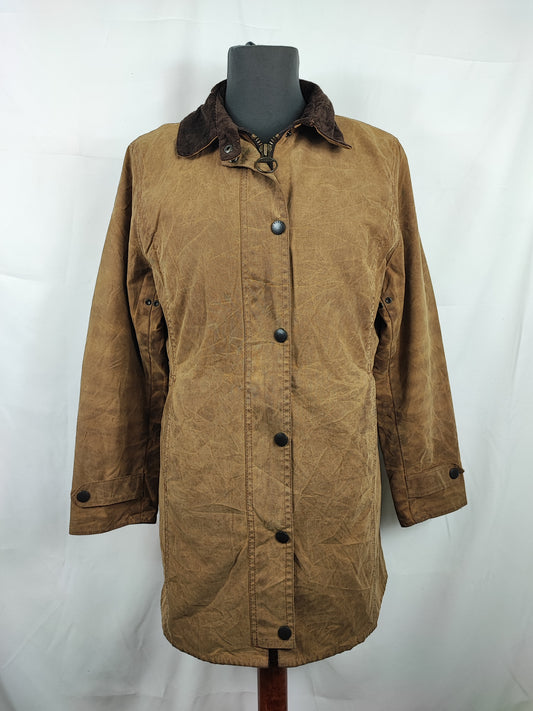 Barbour beige da donna Newmarket UK 12 tg.42 Beige wax Newmarket lady coat size uk12