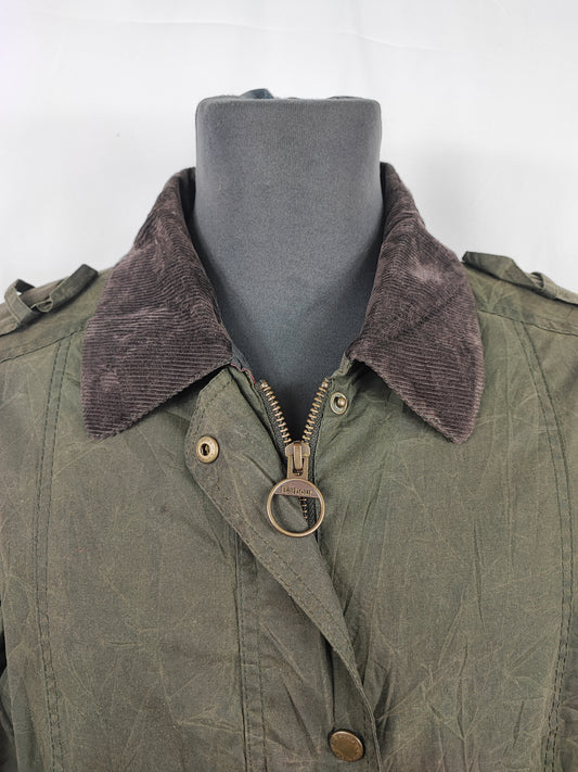 Giacca Barbour da donna verde cerato tg.44 Uk16-Wax Tennant Green Short Jacket Size uk16