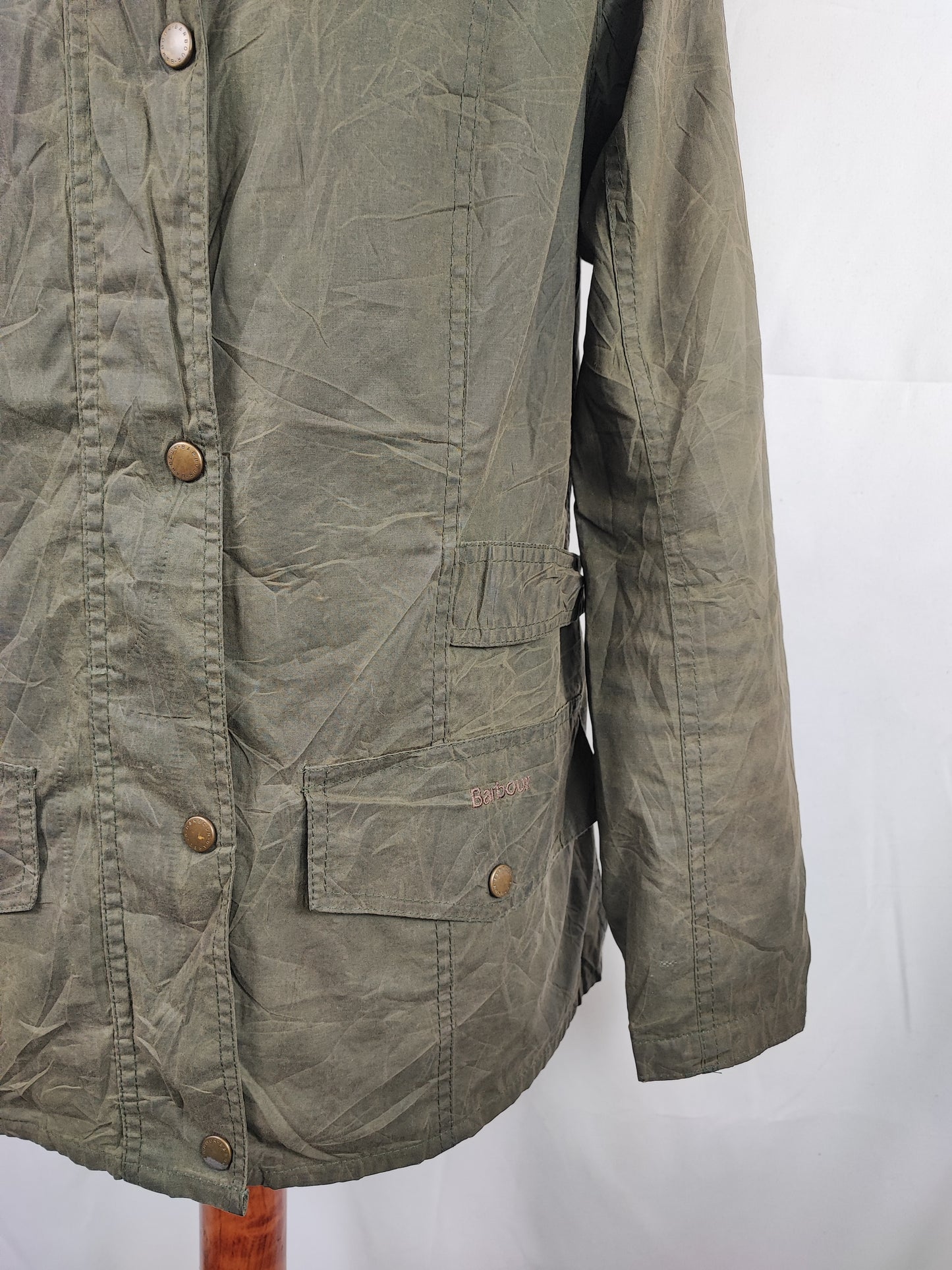 Giacca Barbour da donna verde cerato tg.44 Uk16-Wax Tennant Green Short Jacket Size uk16