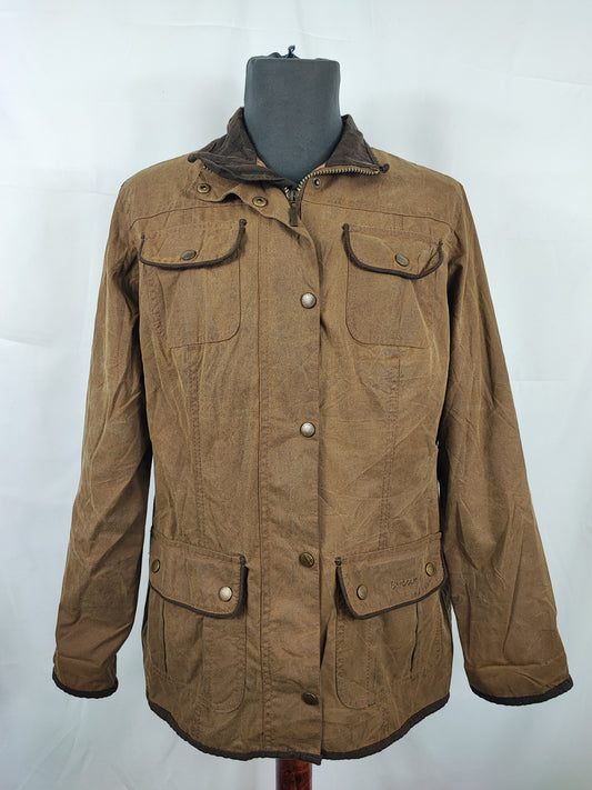 Barbour Giacca corta beige donna cerata Utility Tg. 42/44 Lady Beige Utility wax Jacket uk14