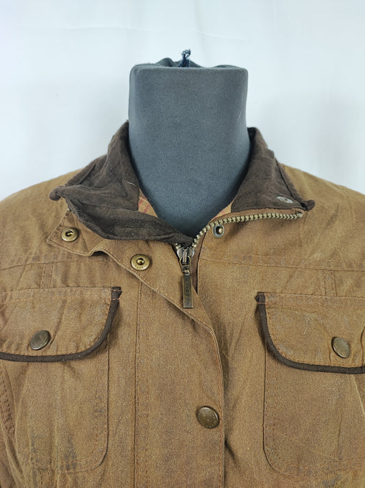 Barbour Giacca corta beige donna cerata Utility Tg. 42/44 Lady Beige Utility wax Jacket uk14