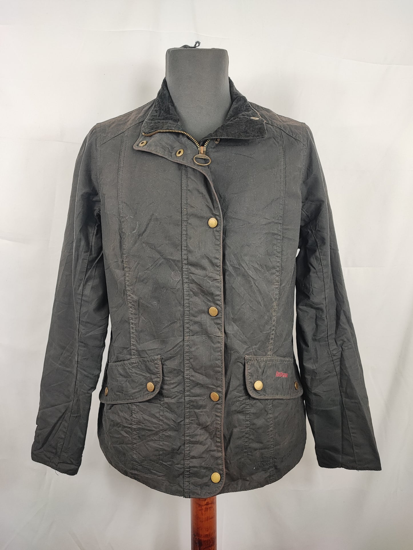 Giacca Barbour Nera Cerata corta Uk14 tg.44 Black Winter Ferndown waxed jacket Size UK14