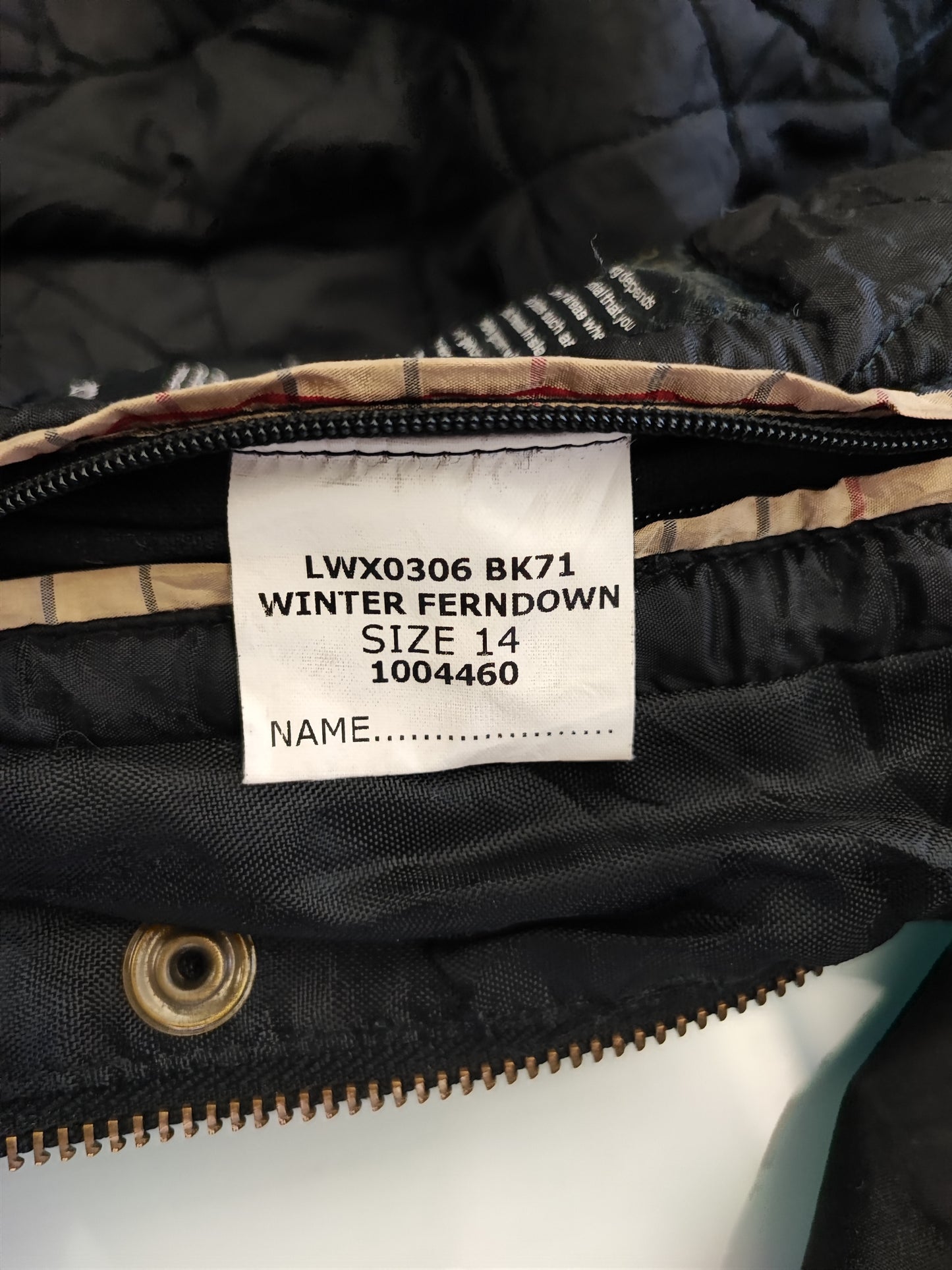 Giacca Barbour Nera Cerata corta Uk14 tg.44 Black Winter Ferndown waxed jacket Size UK14