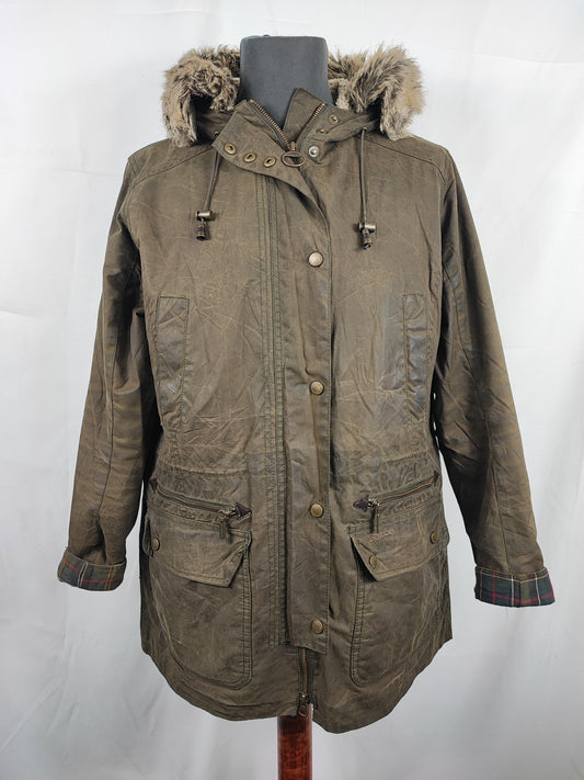 Giacca Barbour donna verde cerata e imbottita tg. 44/46 UK16 Medium Kelsall Green Wax jacket size 16
