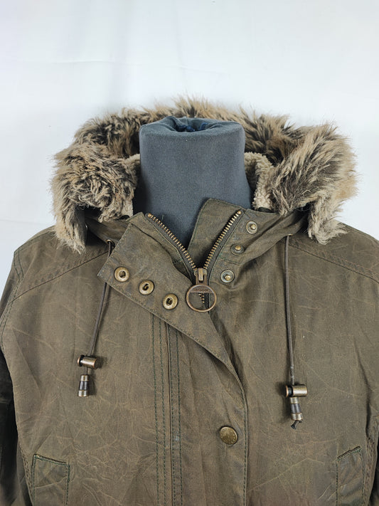 Giacca Barbour donna verde cerata e imbottita tg. 44/46 UK16 Medium Kelsall Green Wax jacket size 16
