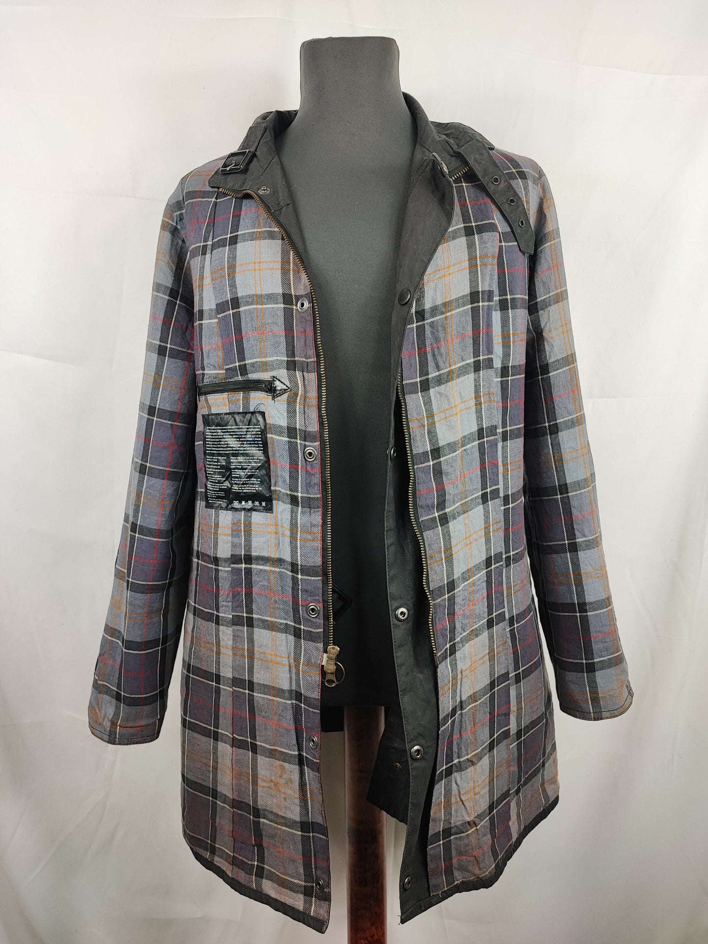 Giacca Barbour Unisex  con cintura nera utility mac UK16  tg.46 - Black Waxed Utility Mac Jacket UK16