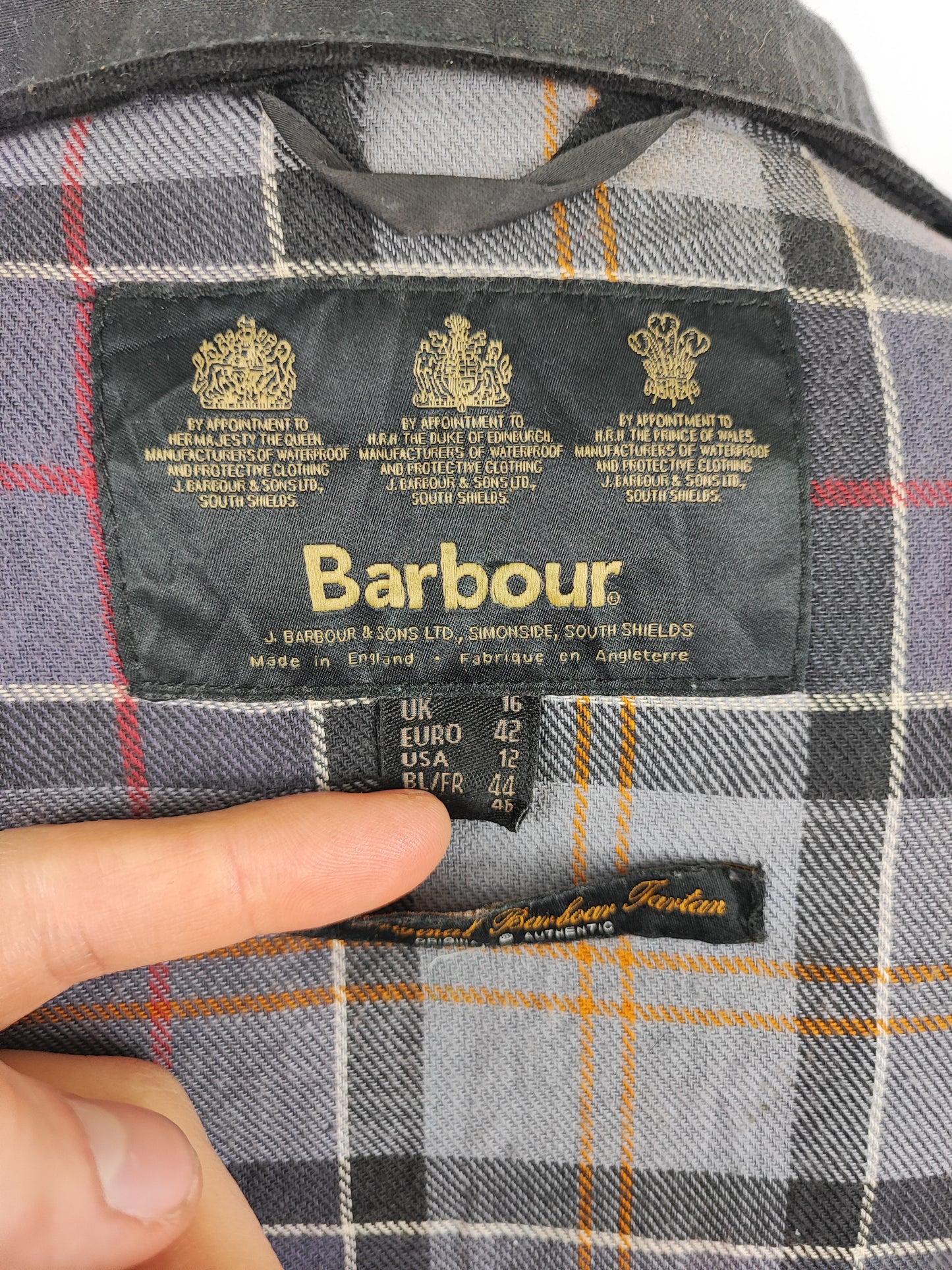 Giacca Barbour Unisex  con cintura nera utility mac UK16  tg.46 - Black Waxed Utility Mac Jacket UK16