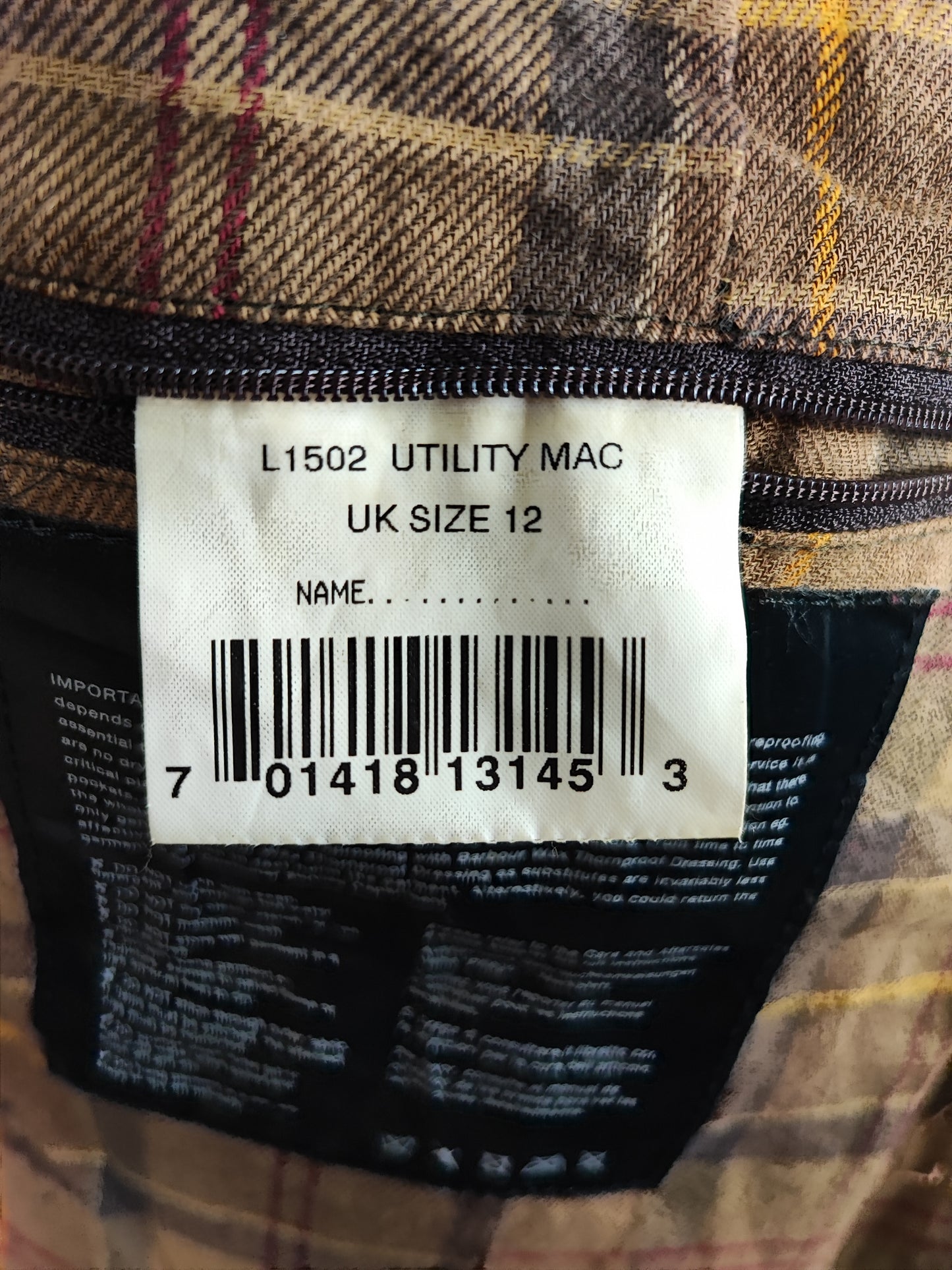 Giacca Barbour Donna con cintura marrone utility mac UK12 tg.42 - Brown Waxed Utility Mac Jacket UK12
