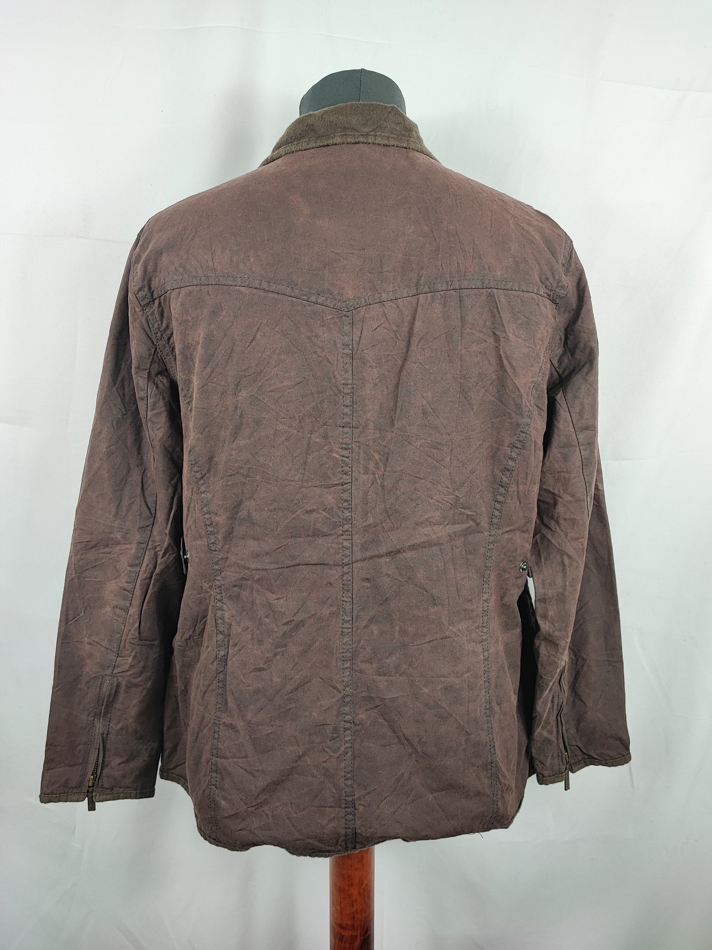 Barbour Giacca corta marrone donna cerata Utility Tg. 42/44 Lady Brown Utility wax Jacket uk14