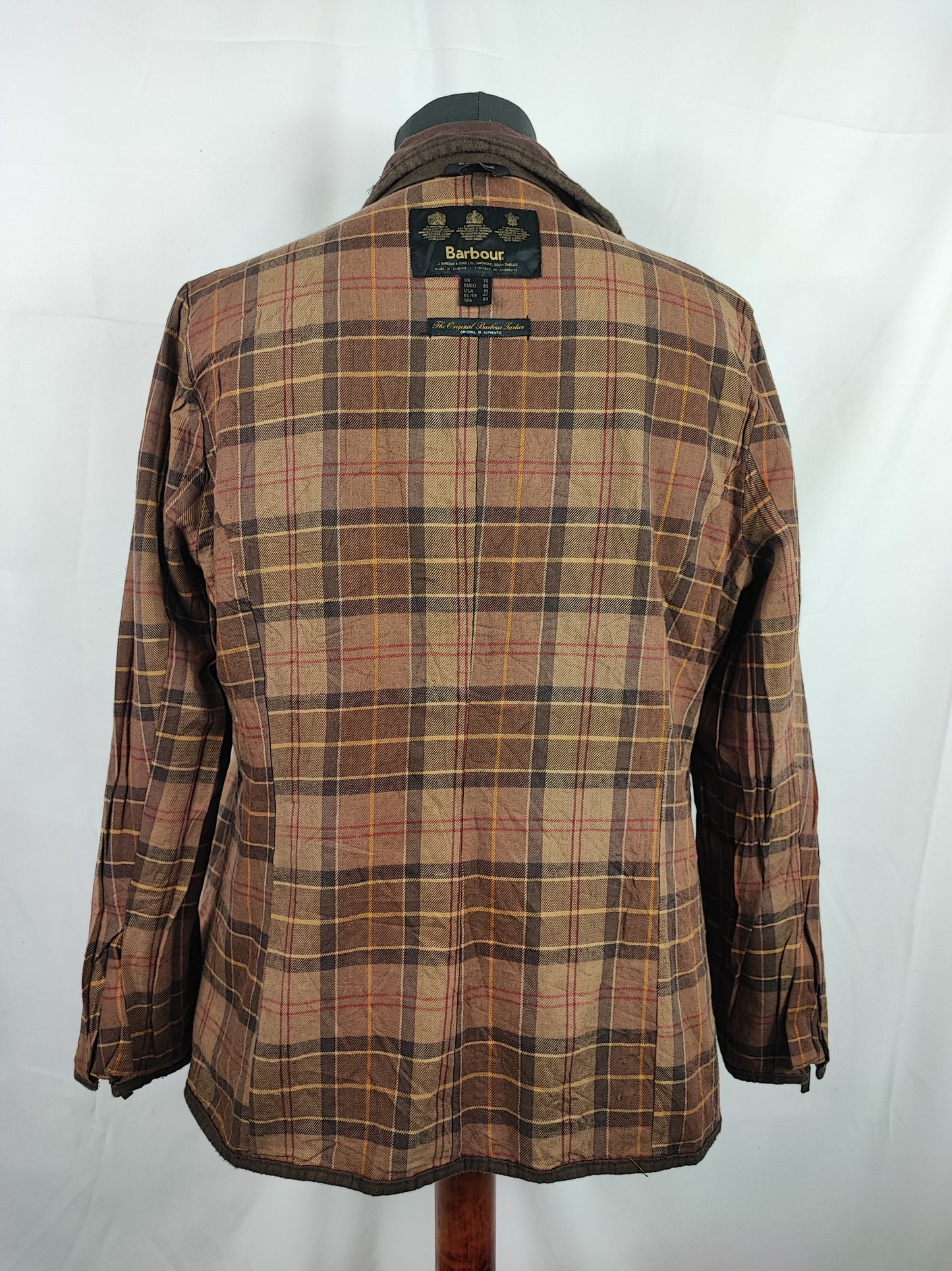 Barbour Giacca corta marrone donna cerata Utility Tg. 42/44 Lady Brown Utility wax Jacket uk14