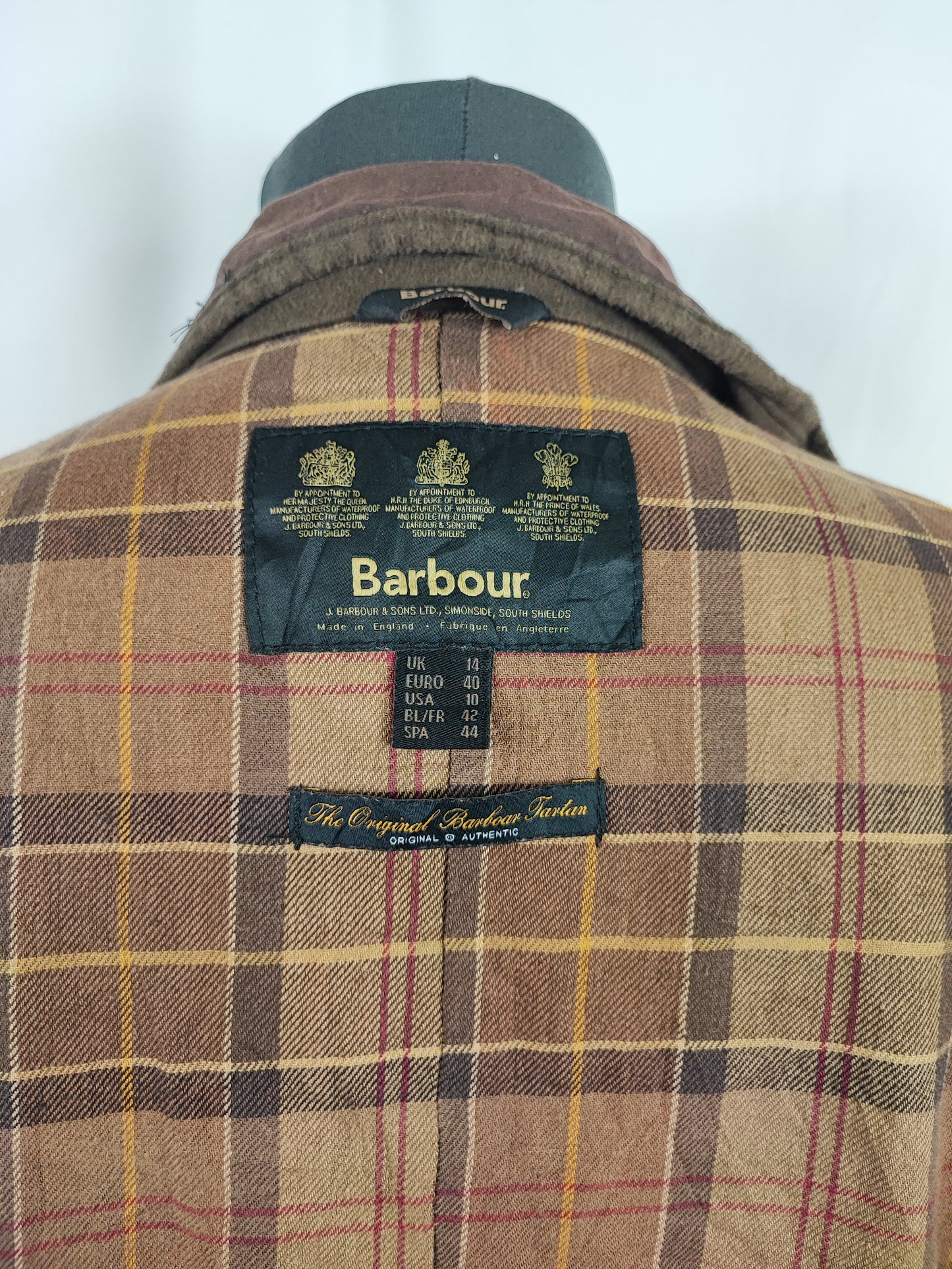 Barbour Giacca corta marrone donna cerata Utility Tg. 42/44 Lady Brown Utility wax Jacket uk14
