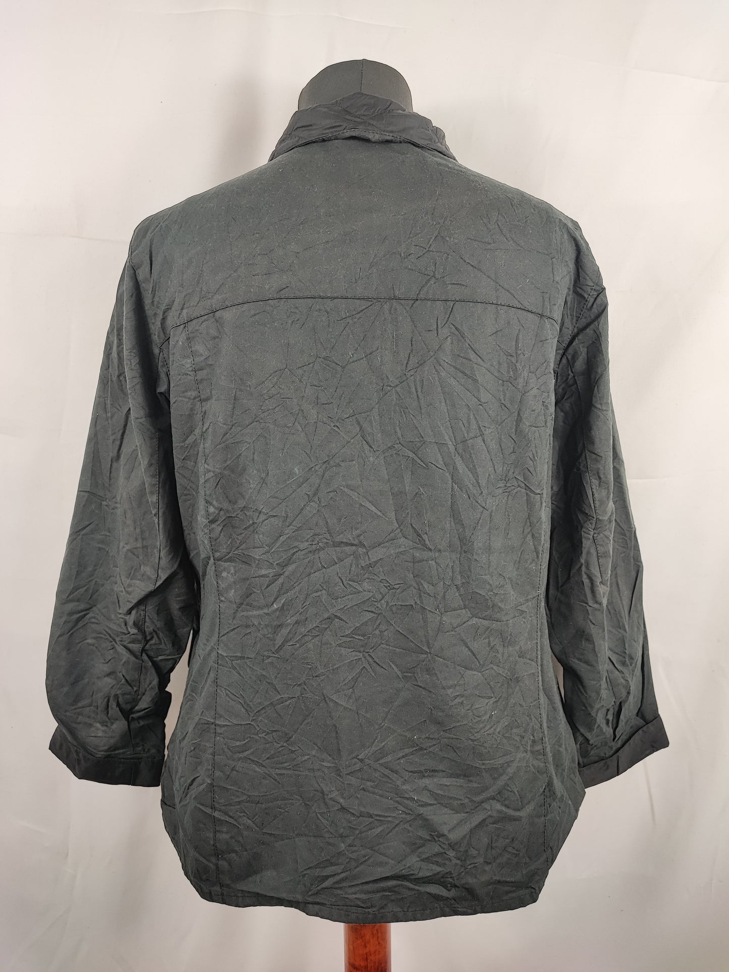 Barbour Giacca corta nera cerata Trudy Tg.44/46 Black Wax Trudy Pleated Jacket Uk16