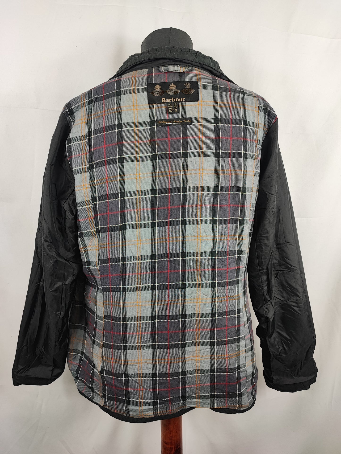 Barbour Giacca corta nera cerata Trudy Tg.44/46 Black Wax Trudy Pleated Jacket Uk16