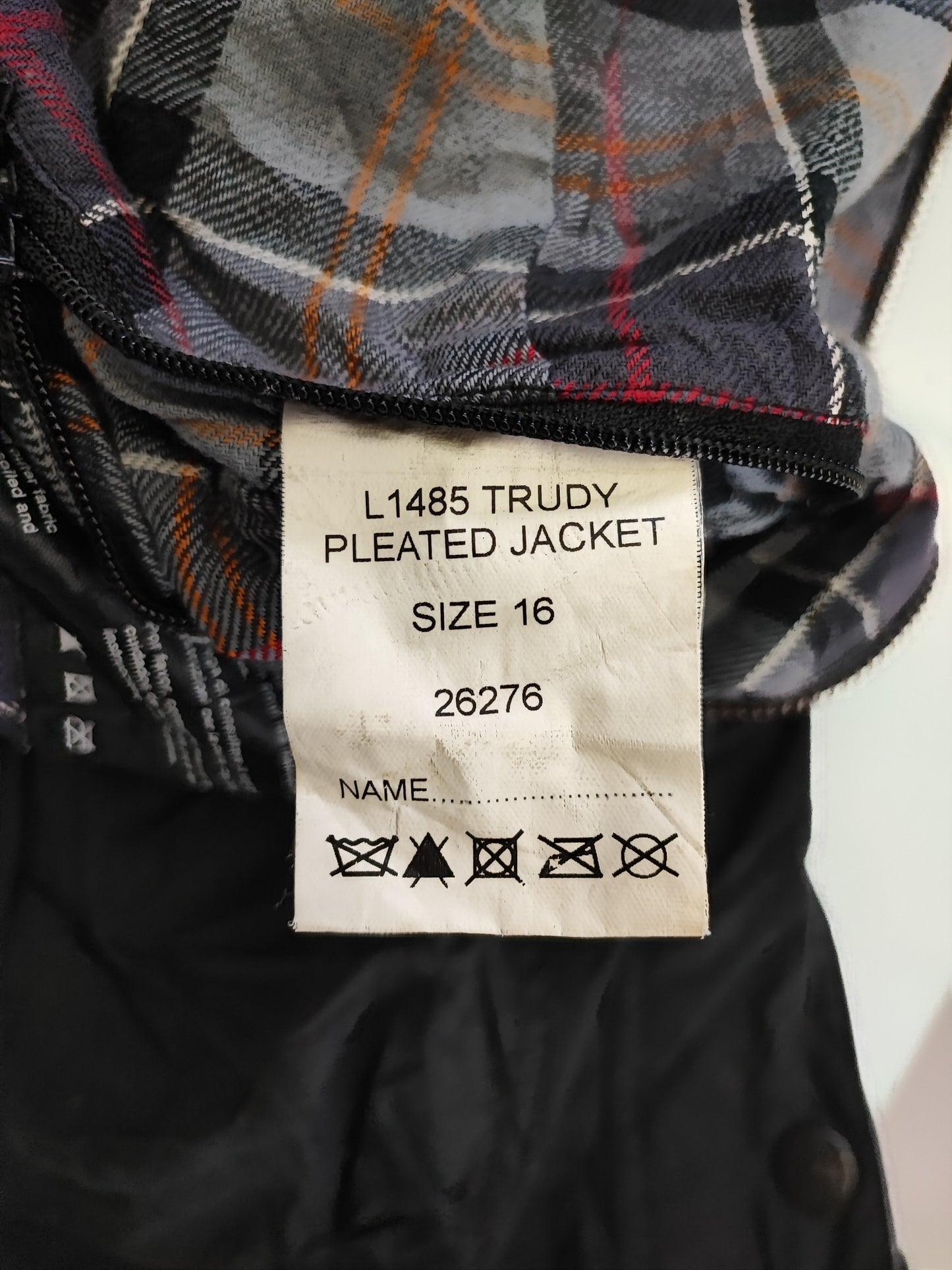 Barbour Giacca corta nera cerata Trudy Tg.44/46 Black Wax Trudy Pleated Jacket Uk16