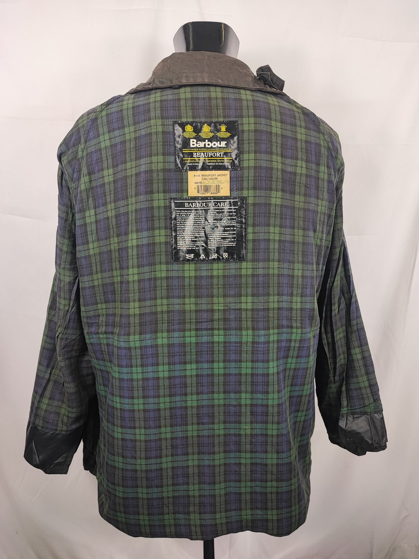 Barbour Giacca Beaufort vintage nero C52/132 cm Black vintage Wax Beaufort jacket XXXL
