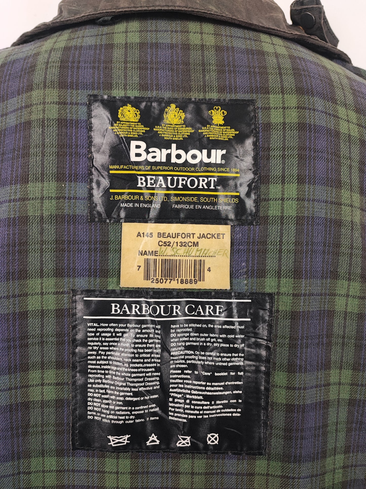 Barbour Giacca Beaufort vintage nero C52/132 cm Black vintage Wax Beaufort jacket XXXL