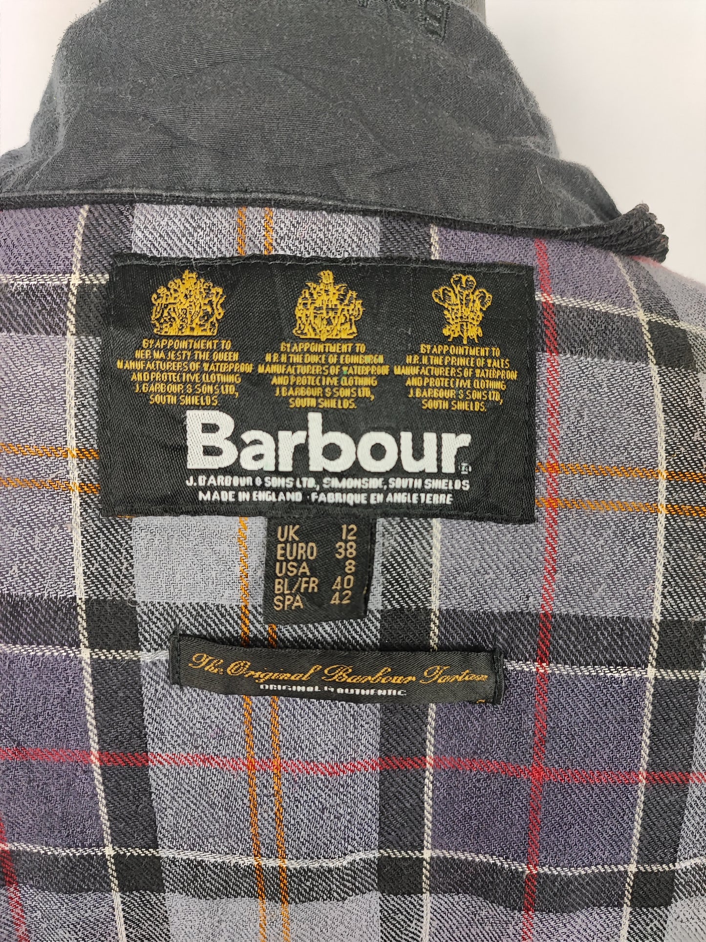 Barbour Giacca nera donna Utility Medium 42 Lady black Utility Mac wax Jacket size uk12