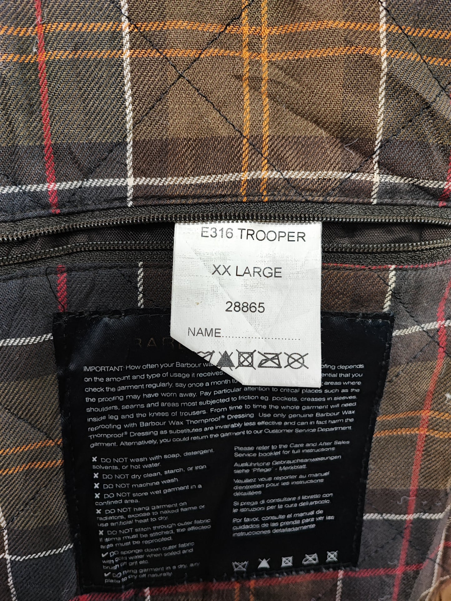 Giacca Barbour Beige Uomo Trooper cerata XXLarge Man Beige Waxed jacket size XXL