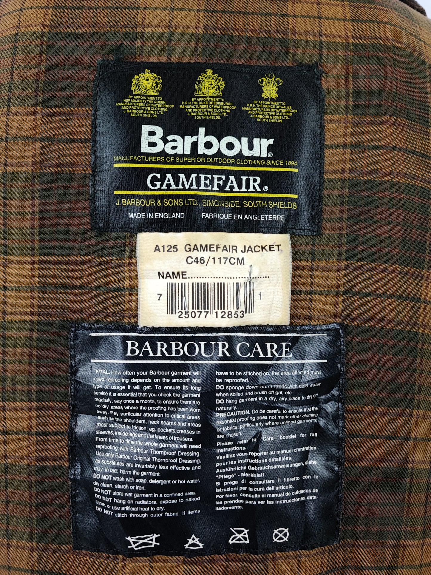 RARA Barbour Gamefair Marrone C46/117 cm Brown Wax Gamefair Jacket c46 size Xlarge